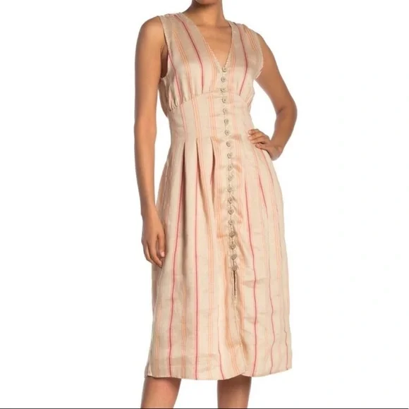 Joie Dresses | Joie Valari Stripe Linen Blend Midi Dress | Color: Cream/Orange | Size: Xs | Slholifield's Closet Joie Dresses | Joie Valari Stripe Linen Blend Midi Dress | Color: Cream/Orange | Size: Xs | Slholifield's Closet